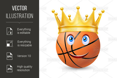 Gold crown on a basketball bal