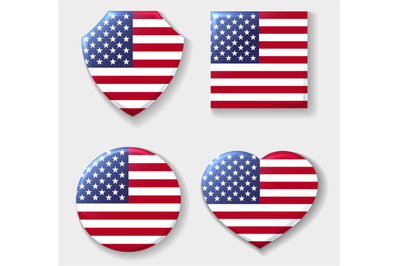 Usa national flag emblem set