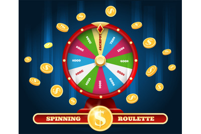 Jackpot lucky wheel and winner money rain