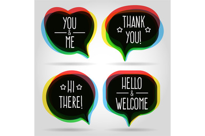 Speech bubbles welcome signs