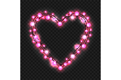 Heart shape garland on transparent background