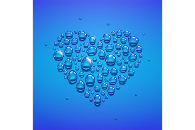 Water drops in heart shape