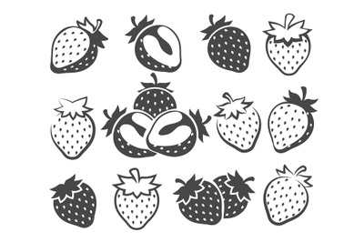 Strawberry silhouette icons