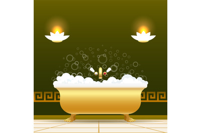 Golden bathtub illustration