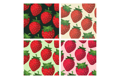 Strawberry seamless pattern set