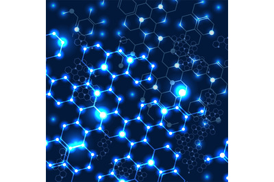 Glowing background with molecule structure