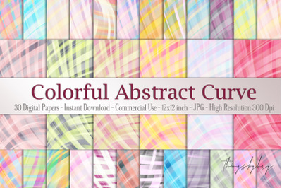 30 Colorful Rainbow Abstract Curve Geometric Digital Papers