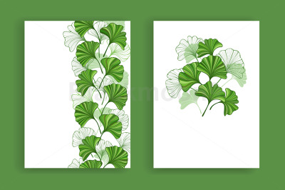 Design with Green Leaves of Ginko Biloba