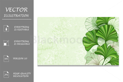 Green Background with Leaves of Ginkgo Biloba