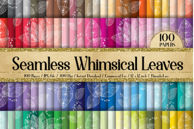 100 Seamless Whimsical Leaves Fall Wedding Digital Papers