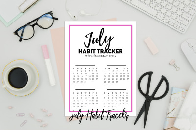 Printable and Editable July Habit Tracker Planner