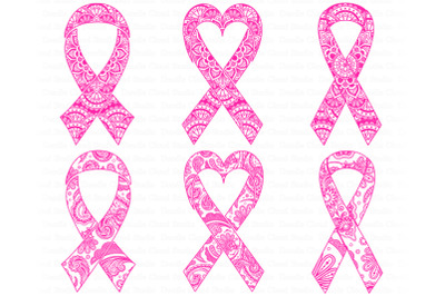 Awareness Ribbon Mandala SVG&2C; Ribbon Cancer SVG