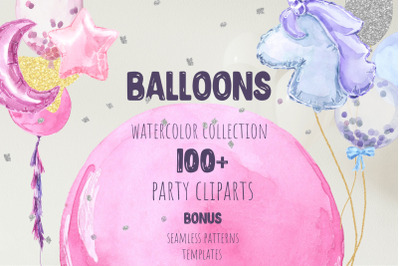 Party Balloons Watercolor Collection