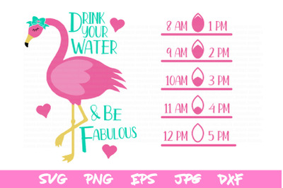 flamingo water tracker svg, watertracker svg, drink your water svg
