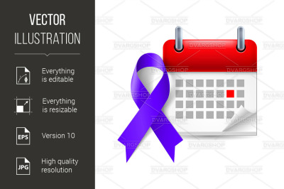 Indigo awareness ribbon and calendar