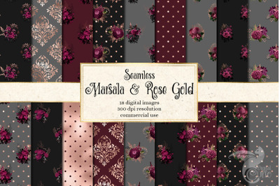 Marsala and Rose Gold Digital Paper