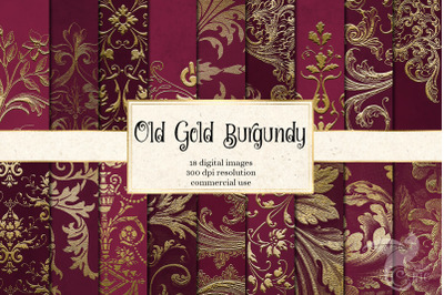 Old Gold and Burgundy Digital Paper