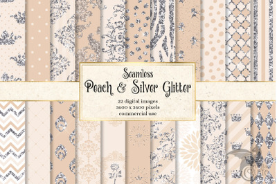 Peach and Silver Glitter Digital Paper