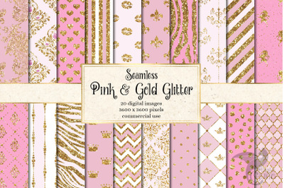 Pink and Gold Glitter Digital Paper