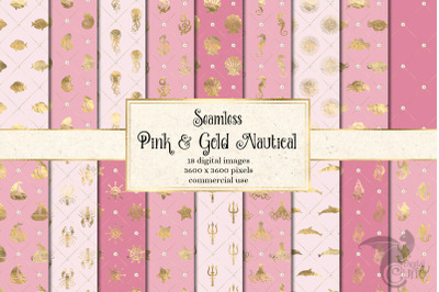 Pink and Gold Nautical Digital Paper