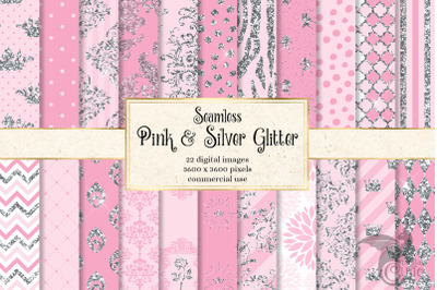 Pink and Silver Glitter Digital Paper