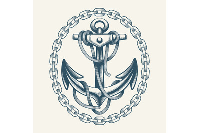 Anchor with Ropes in Circle of Chain