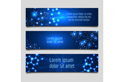 Banner with glowing molecular structure