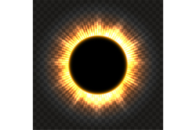 Total solar eclipse icon on transparent