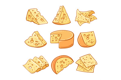 Cheese doodle icons set