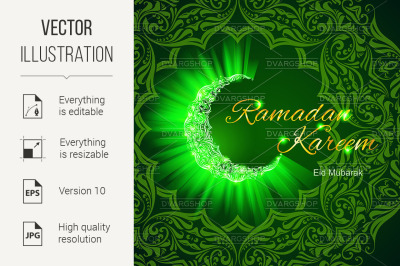 Greeting card of holy Muslim month Ramadan