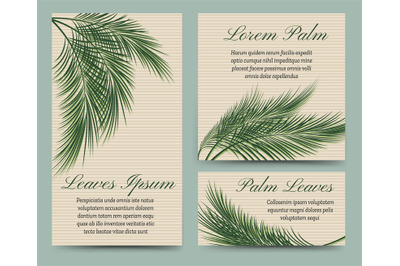 Palm leaves retro cards set