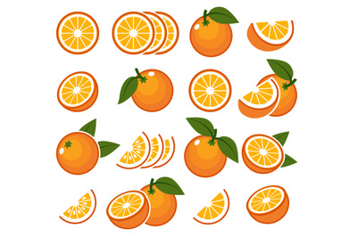 Fresh orange fruits emblems