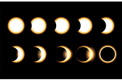 Solar eclipse different phases