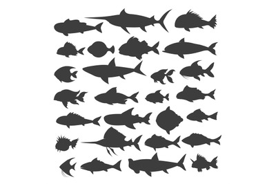 Fishes silhouettes set