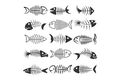 Fish bones silhouettes