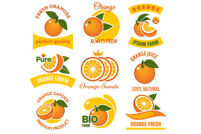 Orange products emblems set