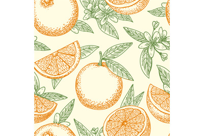 Orange fruit and flowers pattern