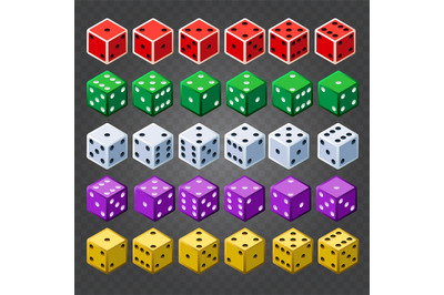 Casino dice set on transparent background