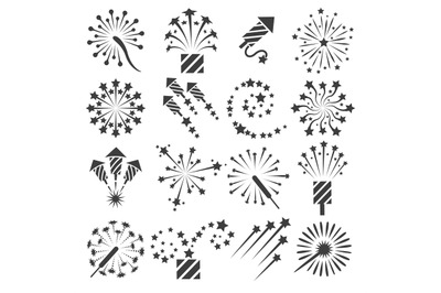 Firework icons, party signs