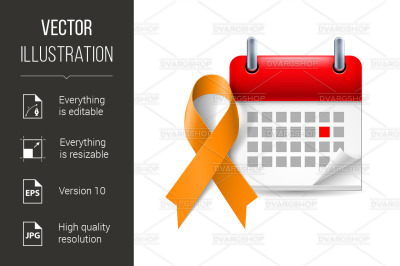 Orange awareness ribbon and calendar