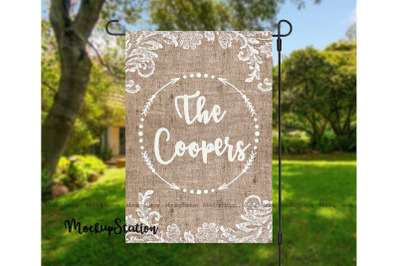 Burlap Garden Flag Sublimation, Yard Flag Template PNG