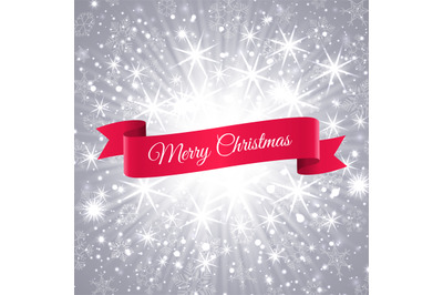 Merry Christmas banner with snowflakes background