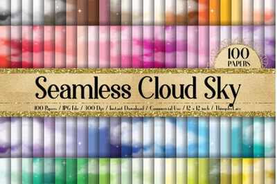 100 Seamless Fantasy Realistic Cloud Star Sky Digital Papers