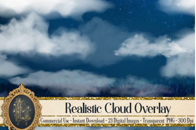 23 Isolated Realistic Cloud Overlay Digital Images PNG