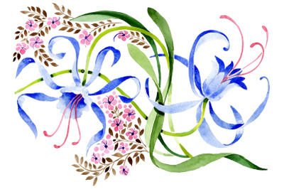 Ornament from a flower plant watercolor png