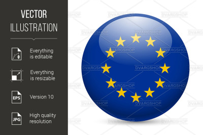 Round glossy icon of European Union