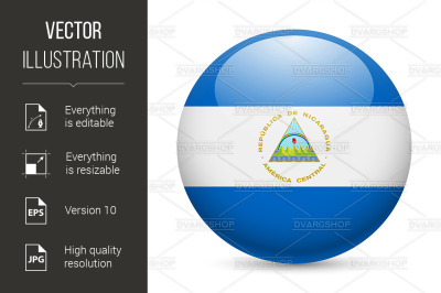 Round glossy icon of Nicaragua