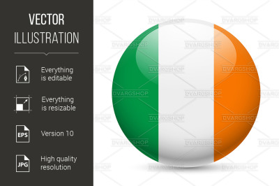 Round glossy icon of Ireland