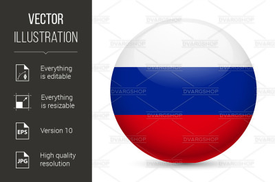 Round glossy icon of Russian Federation