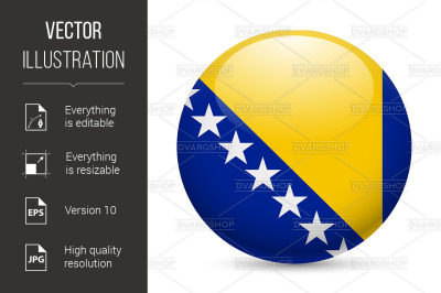 Round glossy icon of Bosnia and Herzegovina